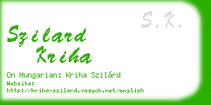 szilard kriha business card